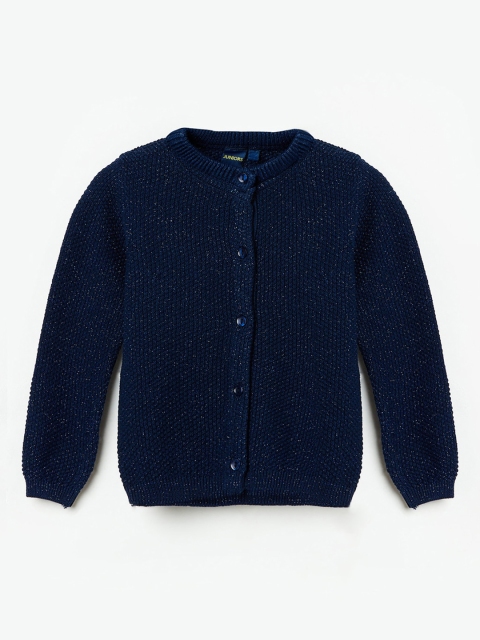 

Juniors by Lifestyle Girls Navy Blue Self Design Cardigan Sweater