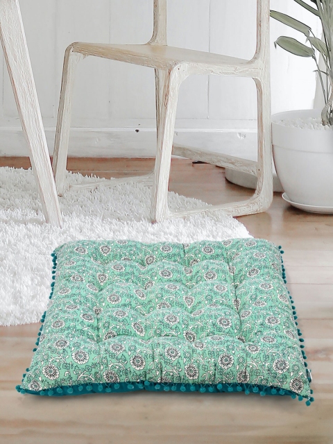 

Tistabene Green & White Floral-Print Square Cushion