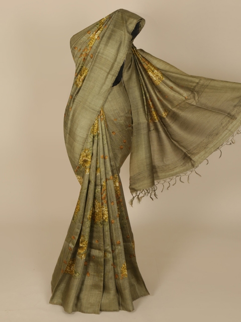 

Pothys Green Solid Saree