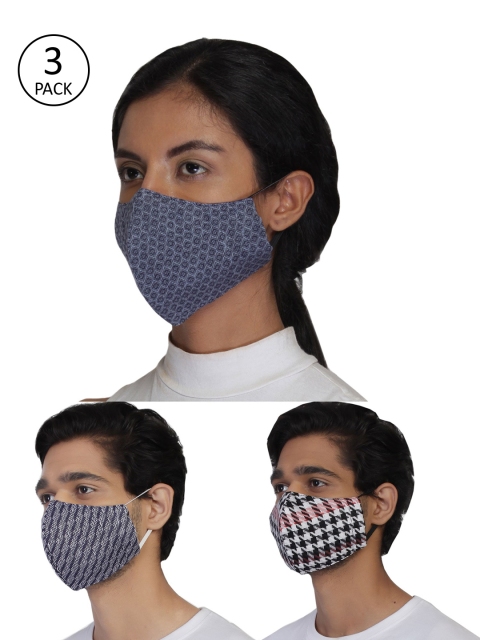 

Anekaant Unisex Pack Of 3 3-Ply Reusable Cloth Face Mask, Blue