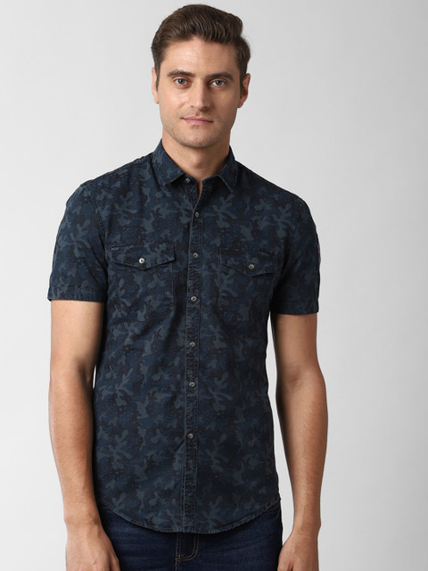 

Peter England Casuals Men Navy Blue Slim Fit Printed Casual Shirt