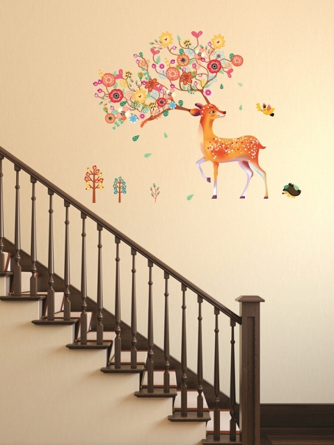 

WALLSTICK Orange & Pink Abstract Deer Large Vinyl Sticker