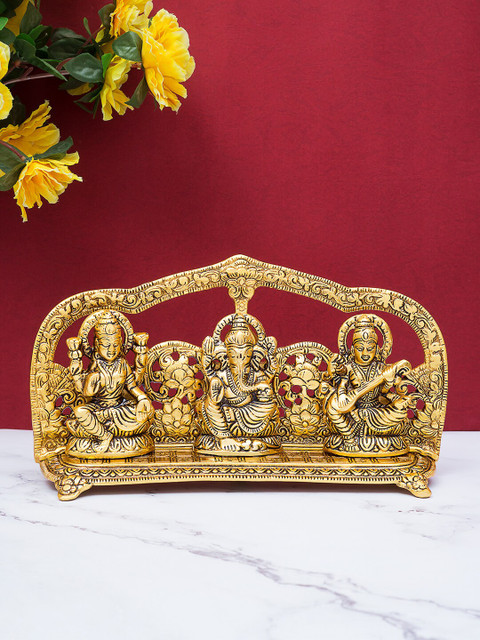 

Golden Peacock Gold-Toned Laxmi Ganesh Saraswathi Idol Showpiece