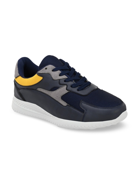 

Fentacia Men Navy Blue & Yellow Colourblocked Sneakers