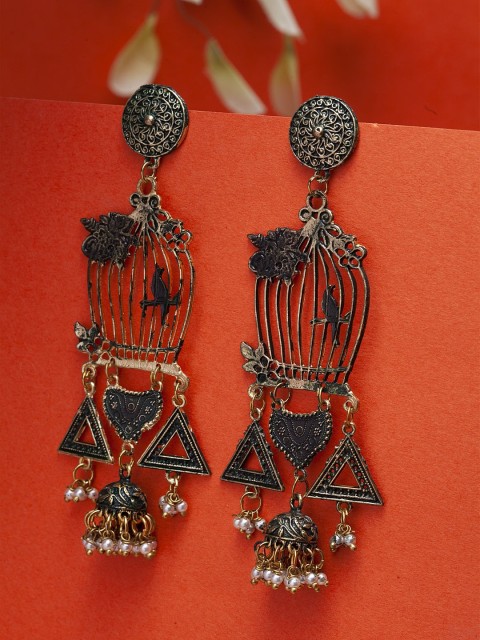 

DIVA WALK Gold Plated Handcrafted Green Contemporary Jhumkas