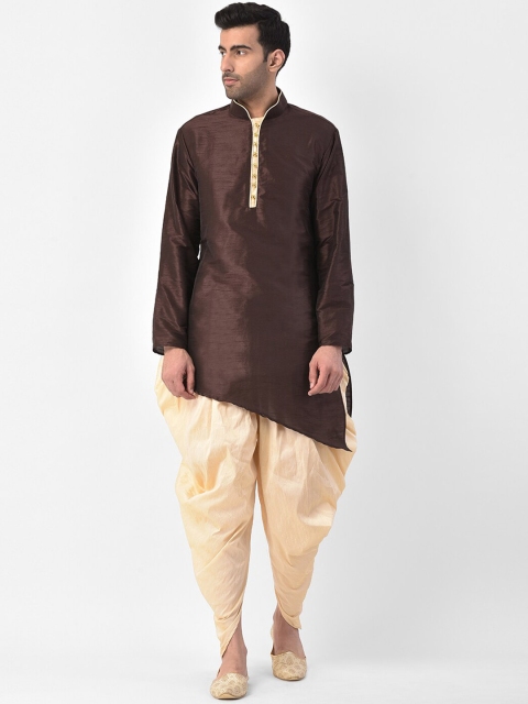 

SG LEMAN Men Brown Solid Kurta with Dhoti Pants