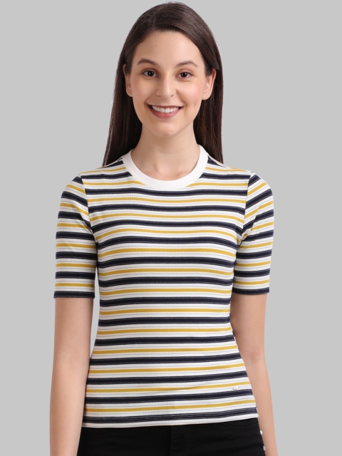 

Parx Women White & Yellow Striped Top