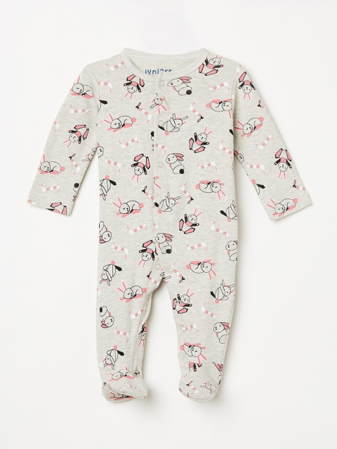 

Juniors by Lifestyle Infant Girls Grey & Pink Printed Sleepsuit