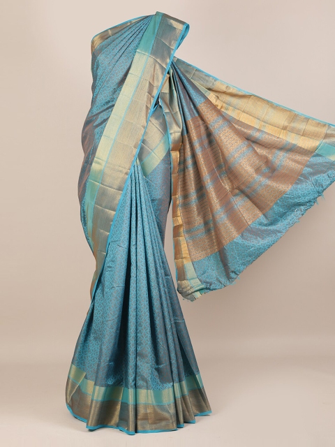

Pothys Blue Printed Jute Silk Saree