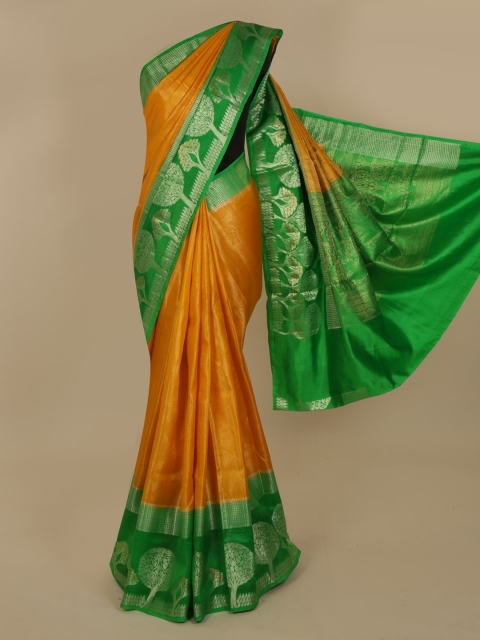 

Pothys Mustard Yellow Solid Saree