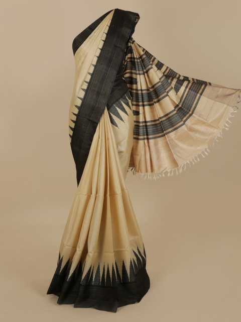 

Pothys Cream-Coloured Solid Saree