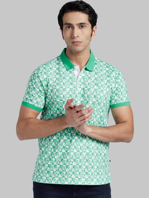 

Parx Men Green Printed Polo Collar T-shirt