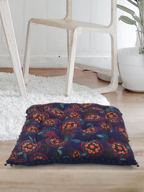 

Tistabene Unisex Blue & Pink Square-Shaped Printed Gaddi Cushion