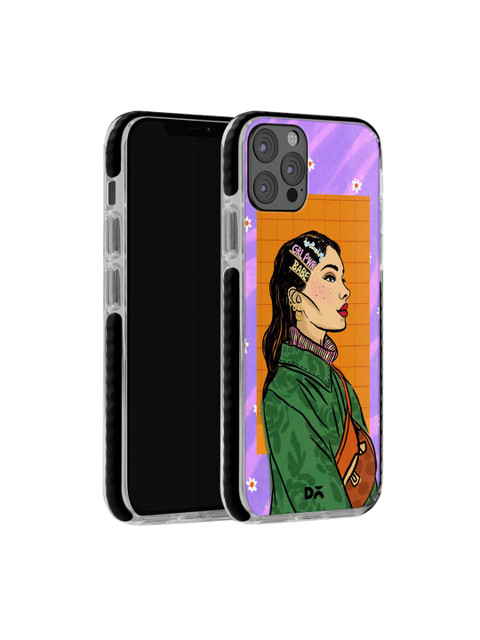 

DailyObjects Pink & Green Girl Power Babe iPhone 12 Pro Stride Back Cover, Purple