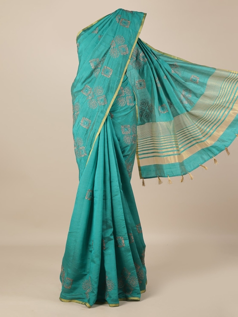 

Pothys Sea Green Woven Design Jute Silk Saree