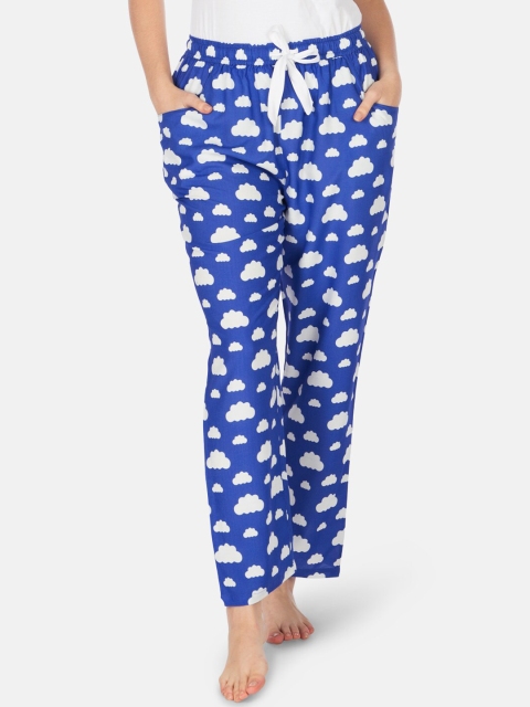 

Smugglerz Women Blue & White Printed Lounge Pants