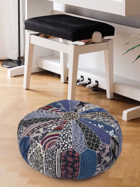 

Tistabene Blue & Red Printed Patchwork Squared-Shaped Floor Cushion