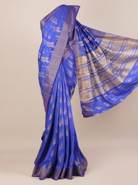 

Pothys Blue Printed Jute Silk Saree