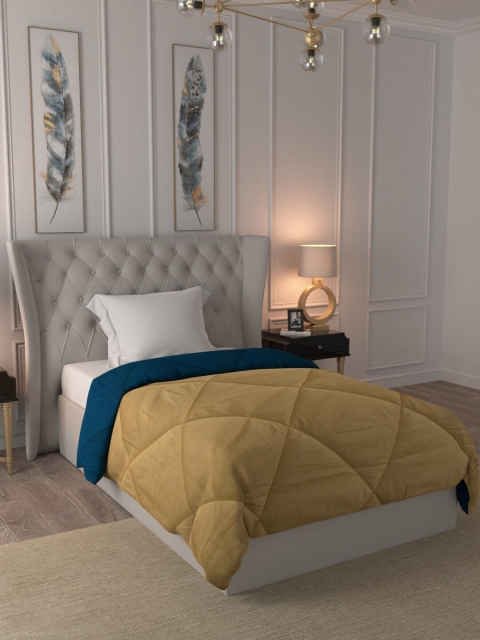

URBAN SPACE Beige & Blue Solid Mild Winter 233 GSM Single Bed Comforter