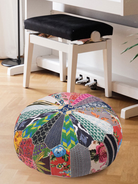 

Tistabene Red & Green Patchwork Round Floor Cushion