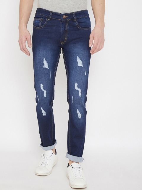 

Purple Feather Men Navy Blue Slim Fit Mid-Rise Mildly Distressed Jeans