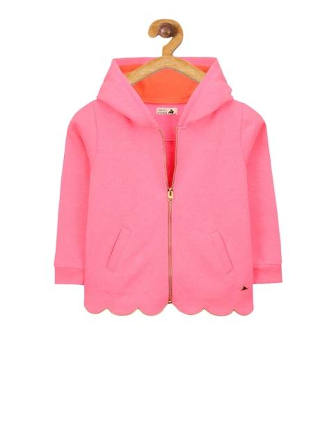 

Cherry Crumble Girls Pink Solid Hooded Sweatshirt