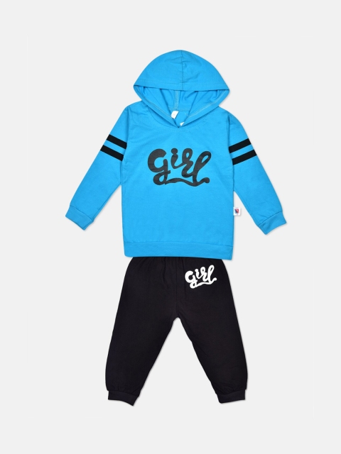 

Fashitale Unisex Kids Blue & Black Printed T-shirt with Pyjamas