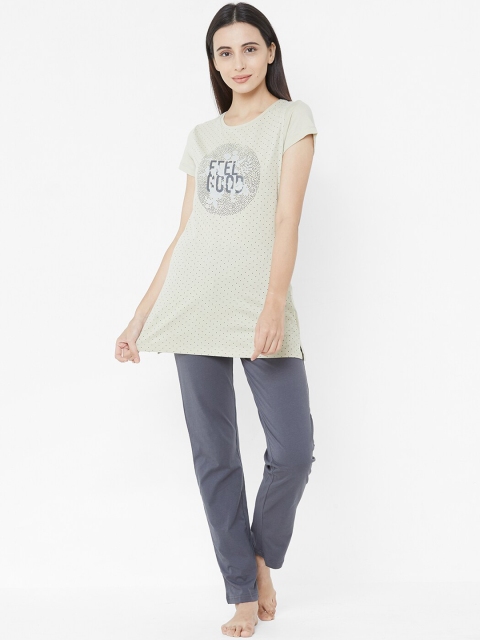 

Sweet Dreams Women Beige & Charcoal Printed Night suit