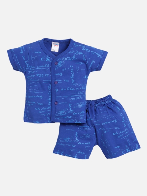 

NAUTI KIDZ Girls Blue Printed T-shirt with Shorts