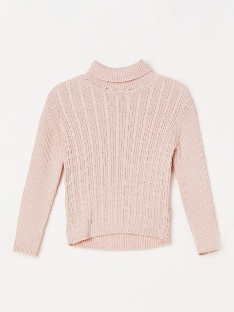 

Juniors by Lifestyle Girls Nude-Coloured Ribbed Pullover Sweater