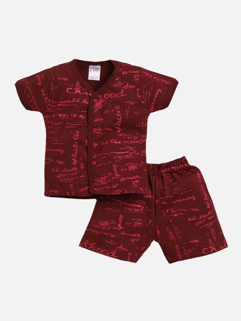

NAUTI KIDZ Girls Maroon Printed Shirt with Shorts