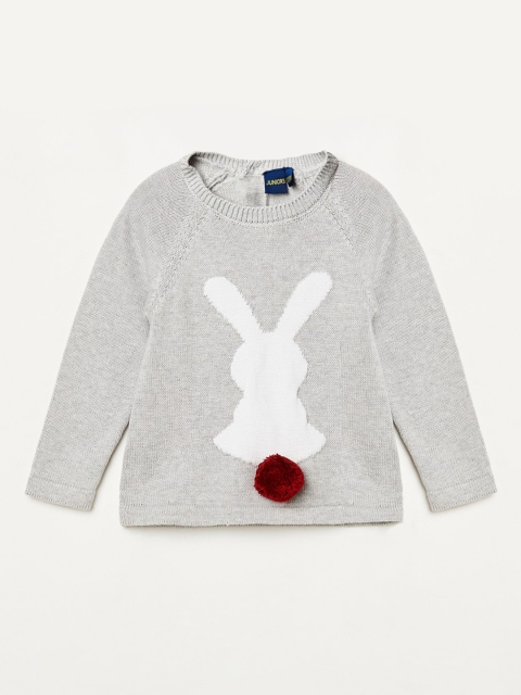 

Juniors by Lifestyle Girls Grey Melange Printed Pullover Sweater