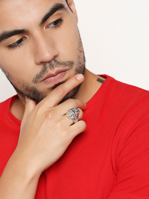 

OOMPH Men Silver-Toned Angry Gorilla King Kong Biker Finger Ring
