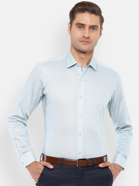 

Louis Philippe Men Blue Slim Fit Printed Pure Cotton Formal Shirt