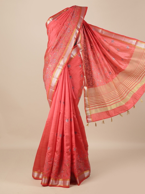 

Pothys Pink Woven Design Jute Silk Saree