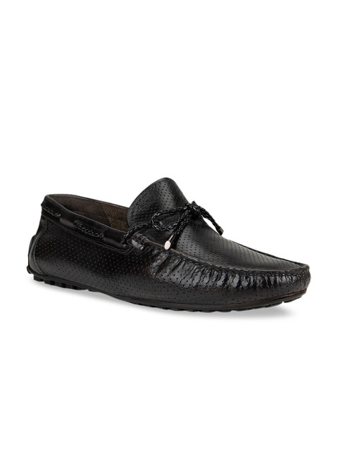 

ROSSO BRUNELLO Men Black Textured Leather Formal Loafers