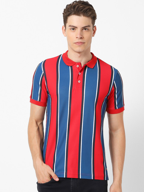

MARCA Disati Men Red Striped Round Neck T-shirt