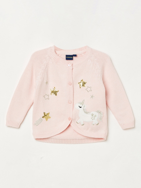 

Juniors by Lifestyle Girls Pink Self Design Cardigan Sweater
