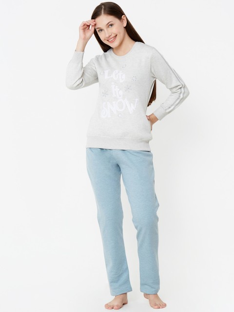 

Sweet Dreams Women Grey & Blue Printed Night suit