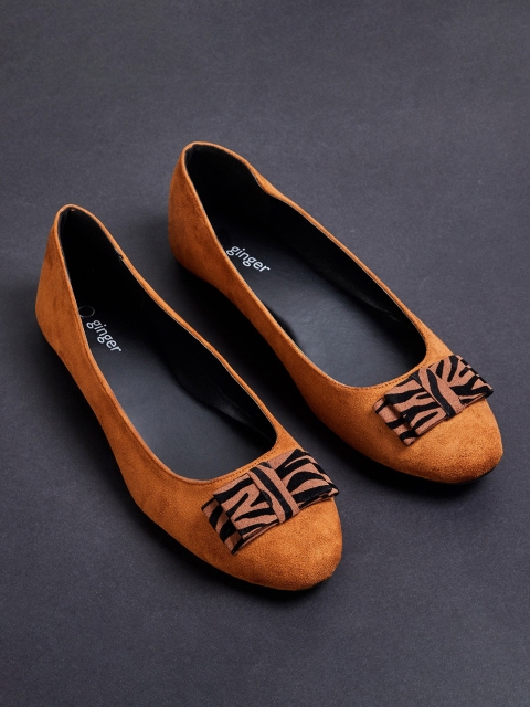 

Ginger by Lifestyle Women Tan Brown Textured Fabric Ballerinas