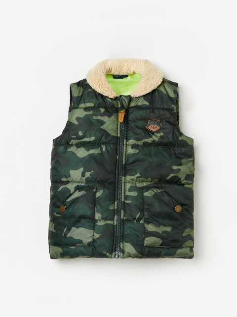 

Juniors by Lifestyle Boys Olive Green Printed Windcheater Padded Jacket