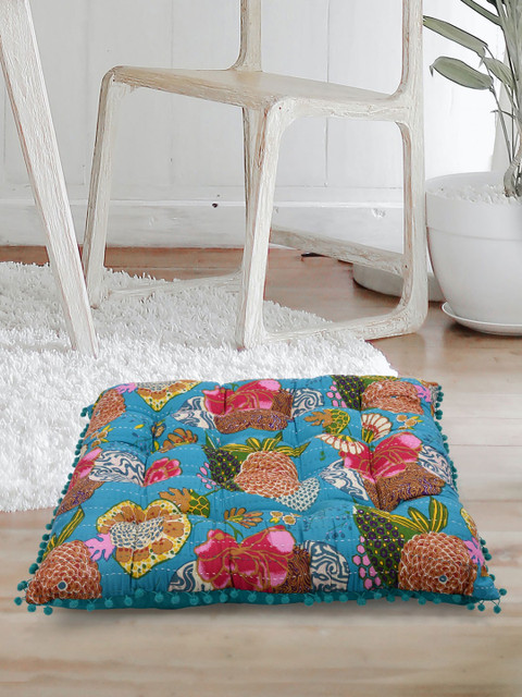 

Tistabene Blue & Pink Floral Printed Square Cushion