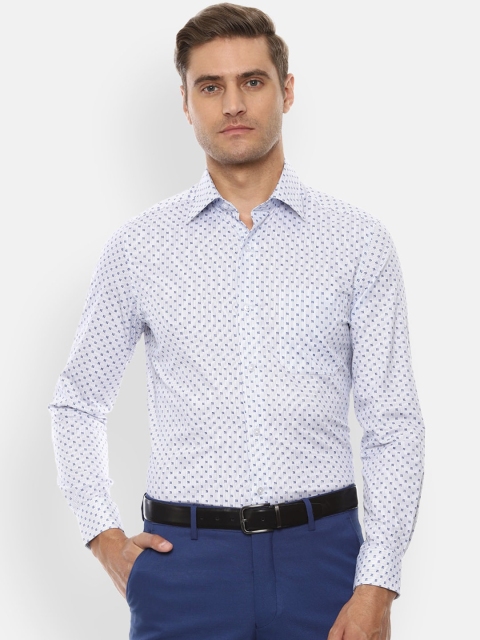 

Louis Philippe Men Blue & White Regular Fit Printed Pure Cotton Formal Shirt