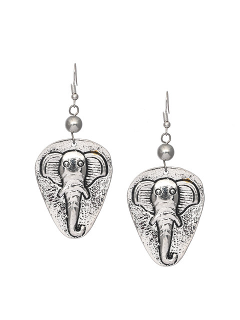 

Bodh Design Silver-Toned Contemporary Drop Earrings