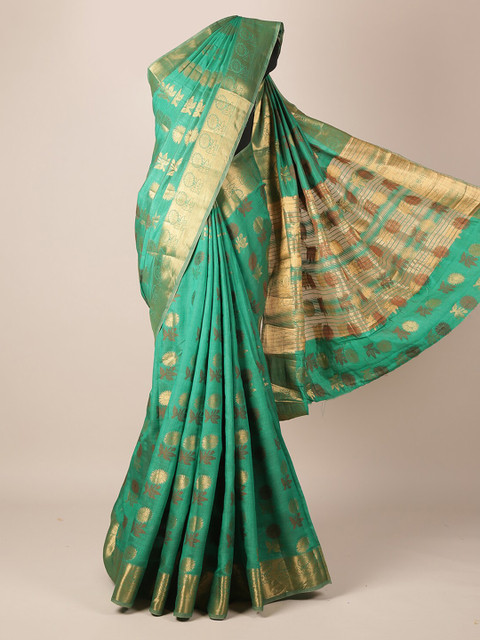 

Pothys Green Woven Design Jute Silk Saree
