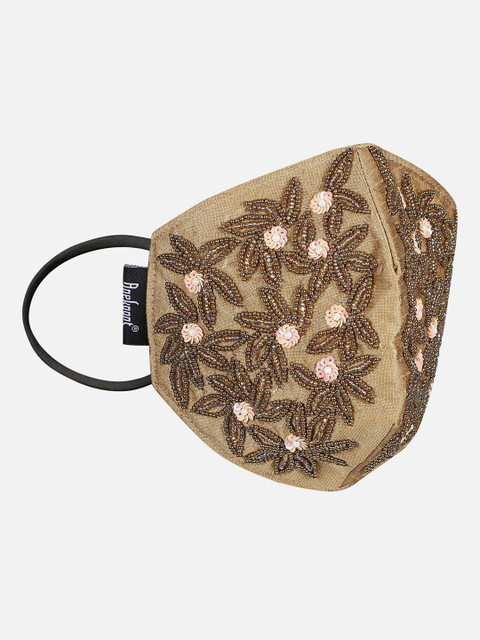 

Anekaant Women Beige & Brown Embellished 3-Ply Reusable Cloth Mask