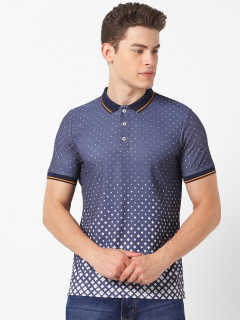 

MARCA Disati Men Navy Blue Printed Mandarin Collar T-shirt