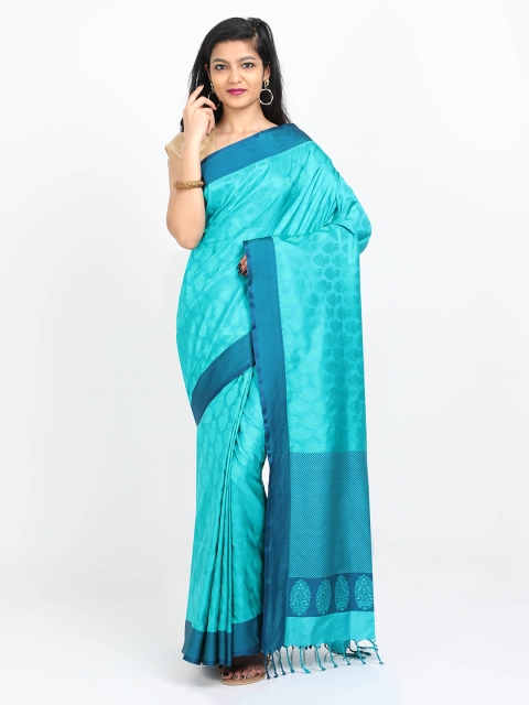 

SABOO COLLECTIONS Blue Woven Design Pure Silk Saree