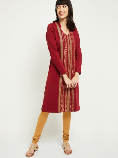 

max Women Maroon Printed Kurti, Red