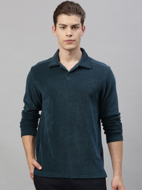 

RARE RABBIT Men Green Solid Polo Collar T-shirt